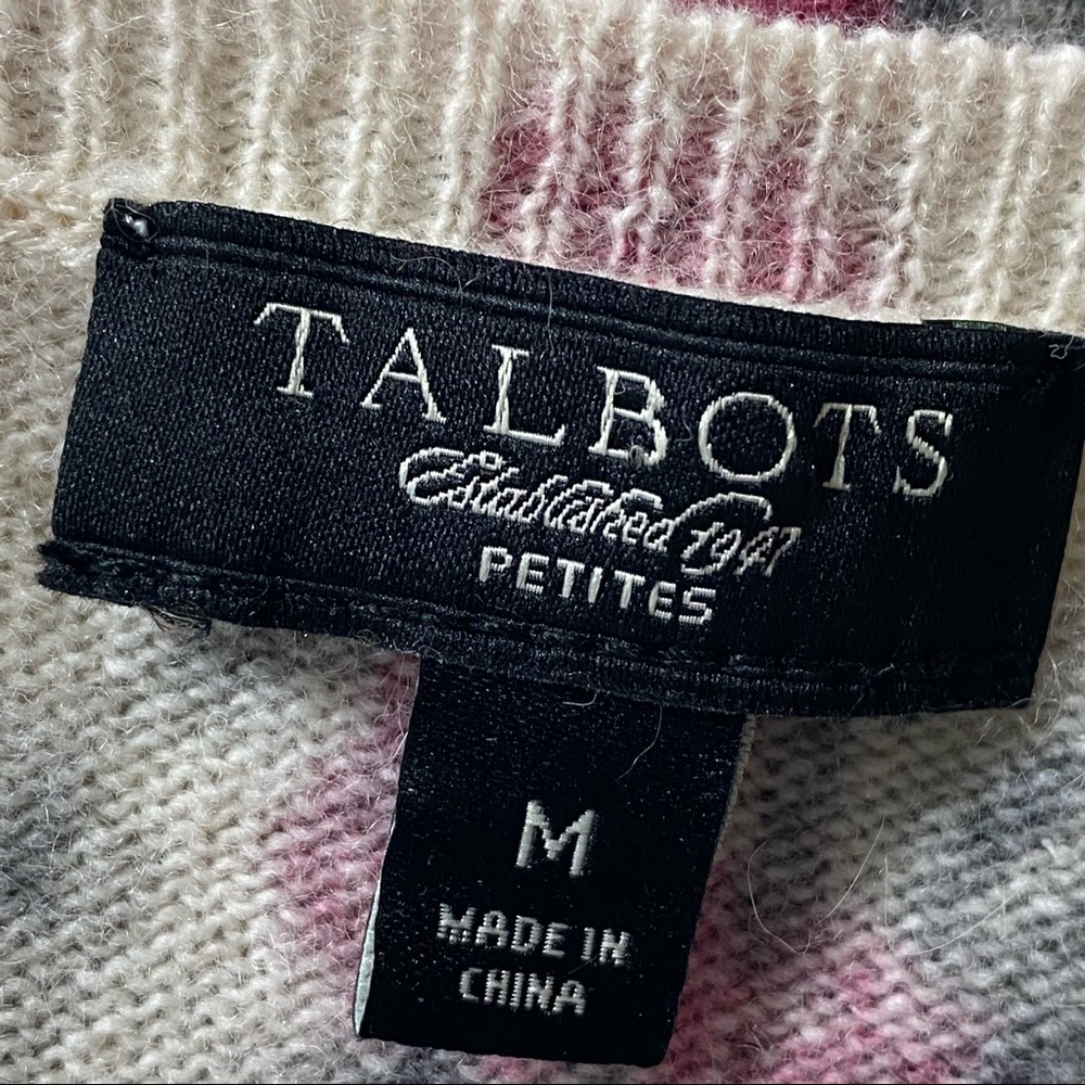 Talbots Petites Cottagecore Cardigan Ivory Pink Floral Rhinestone Buttons - Picture 4 of 6
